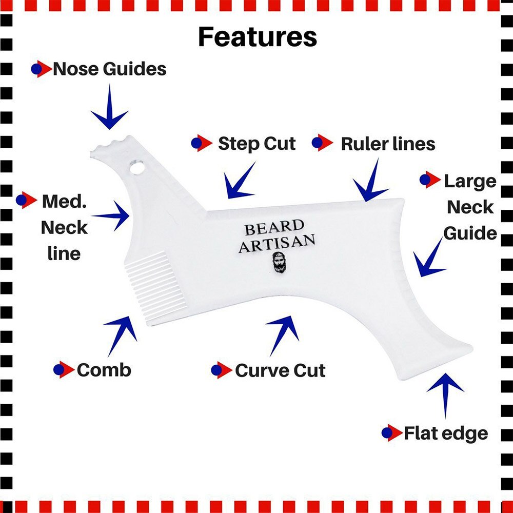 Men Beard Styling Template Beard Comb All-In-One Beard Shaping Tool Lightweight and Flexible with Full-Size for Line up