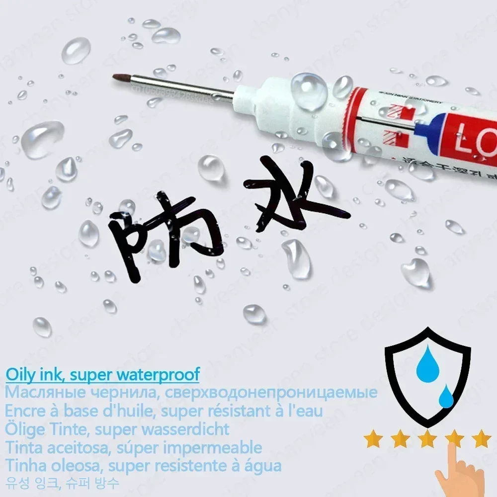 Rotuladores de cabeza larga impermeables de 2cm, rotulador de Agujero profundo para herramientas de carpintería de carpintero de Metal, Blanco/rojo/negro/azul/verde, 5-100 Uds.