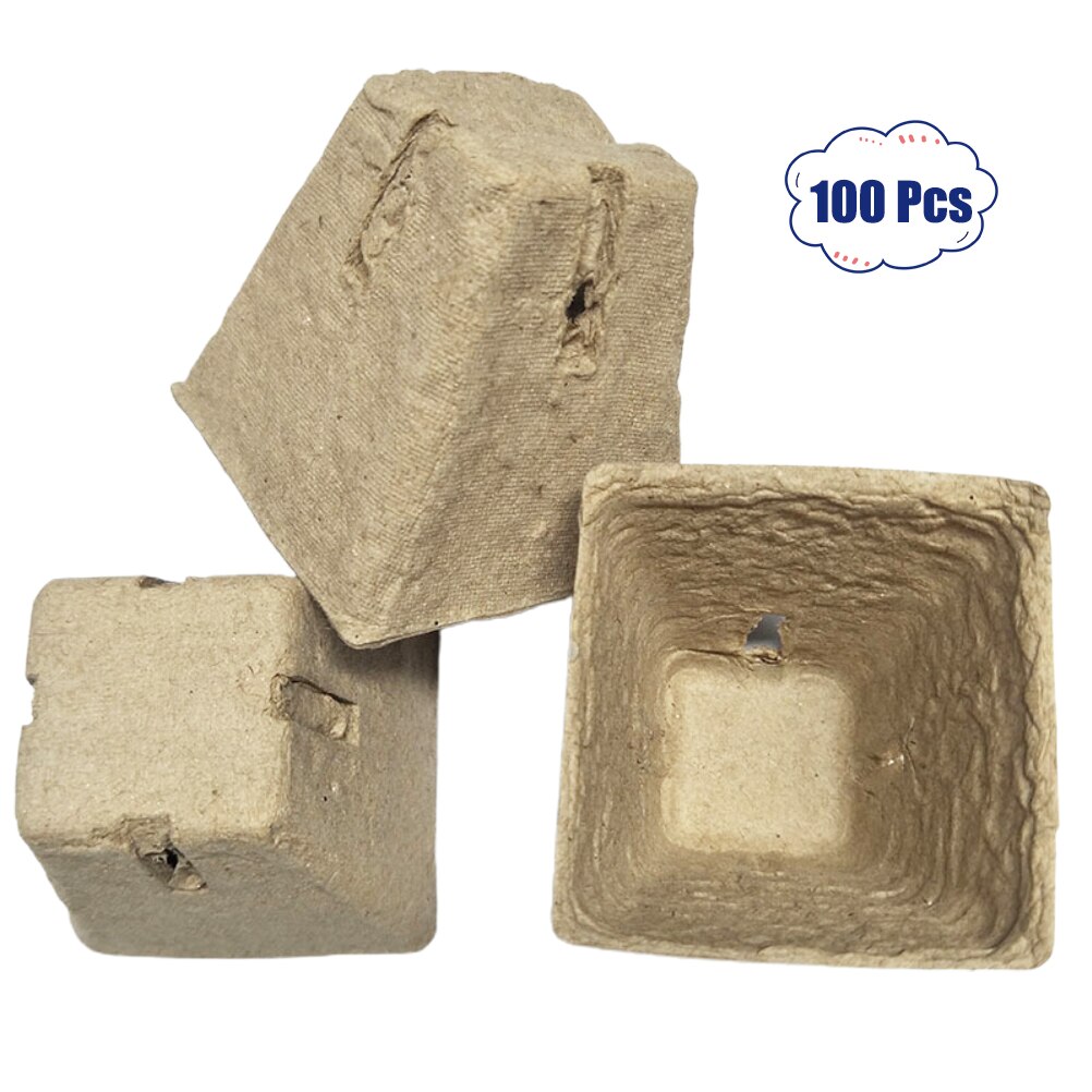 100Pcs/Set Garden Nursery Disposable Germination Paper Pulp Cultivation Starters Cup Biodegradable Peat Pots #20