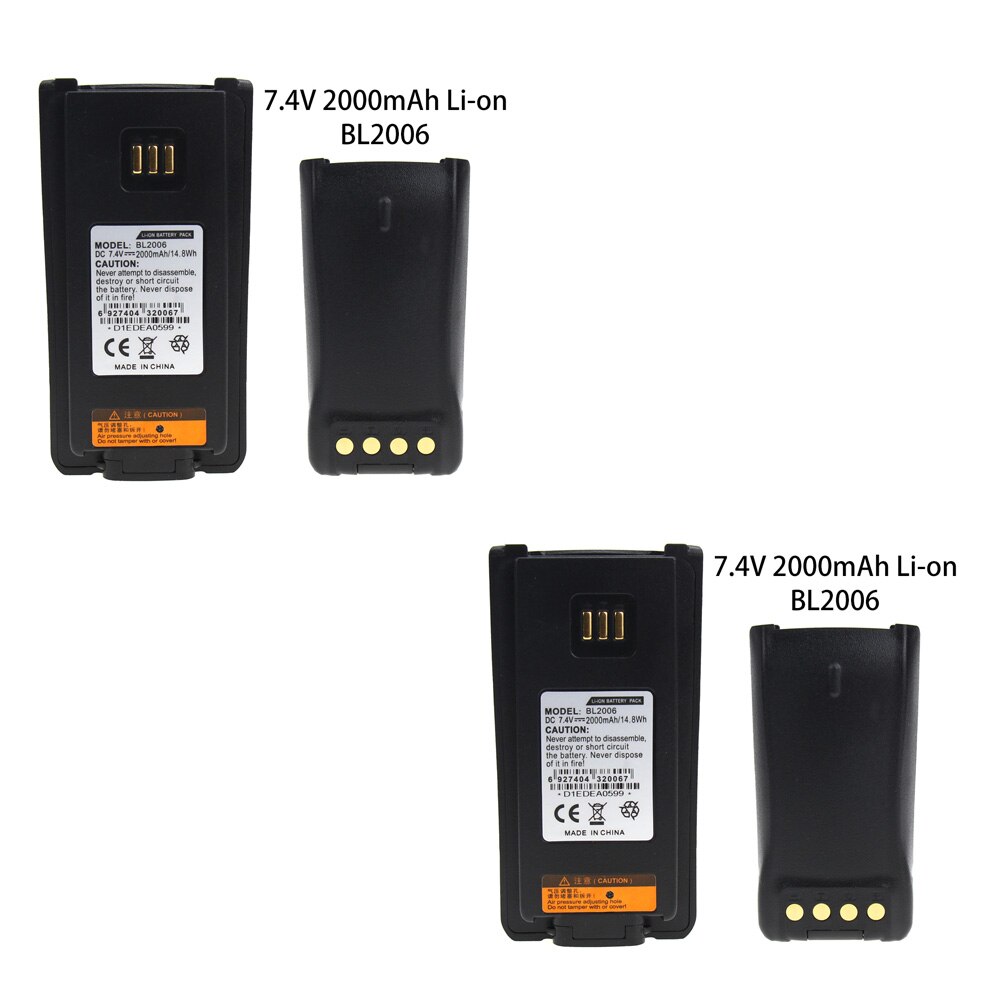 2X BL2006 Vervanging Twee Manier Radio Batterij voor Hytera PD700 PD780 BL2503 PD705 PD705G PD785 PD785G BL2006 Radio, 2000mAh: Default Title