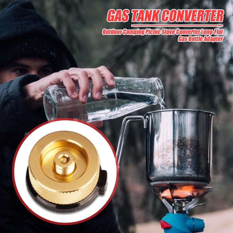 Cabezal de conversión de conector de autoapagado para acampada o escalada, adaptador de cilindro de botella de Gas de aleación de aluminio, conversor de horno