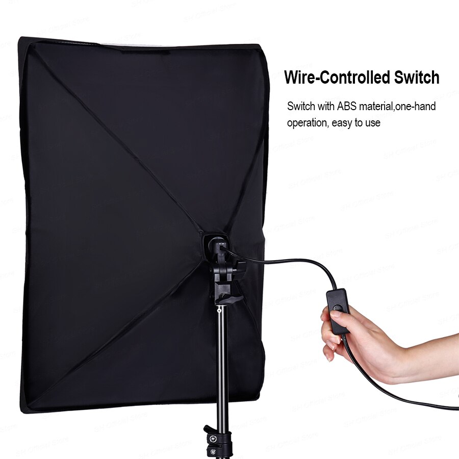 Mamen softbox til fotostudie videoudstyr fotografering softbox belysningssæt 50 x 70cm kontinuerligt lyssystem