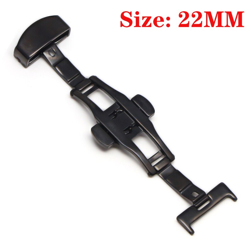 Schmetterling Einsatz Schnalle Automatische Doppel Klicken Edelstahl Spange Band Für Uhr Band 16mm18mm 20mm 22mm Armbinde Verschluss: Schwarz-22MM