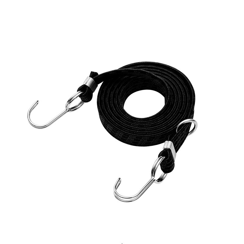 0.5/1/1.5/2/3/4m elastiske rebstrop tilbagetrækkelig hjelm bagagerem med 2 kroge til motorcykel cykel bagagerem sort