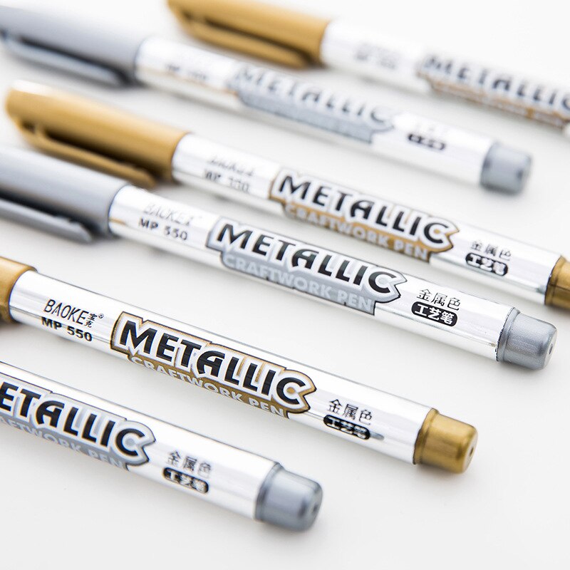 1pc Gold Silber Schnelle Trockene Wasserdichte dauerhaft Öl Marker Stifte Reifen CD Stoff Zeichnung Gruß Karte Unterschrift Kalligraphie Stift