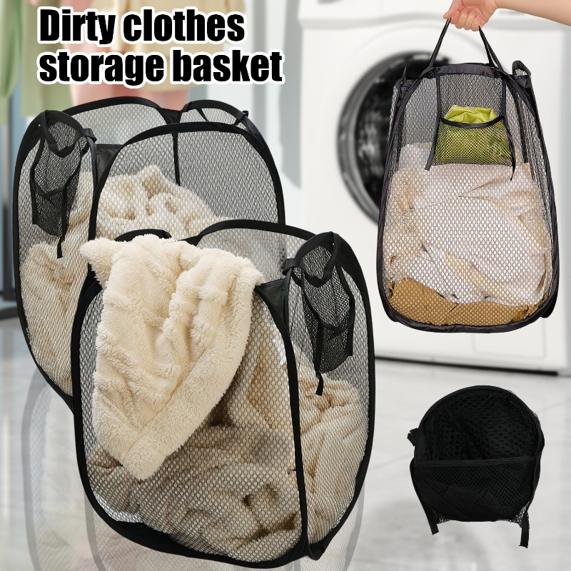 4-1 stuks mesh pop-up wasmand opvouwbare mesh wasmand voor thuis slaapkamer badkamer slaapzaal reizen opslag container tassen
