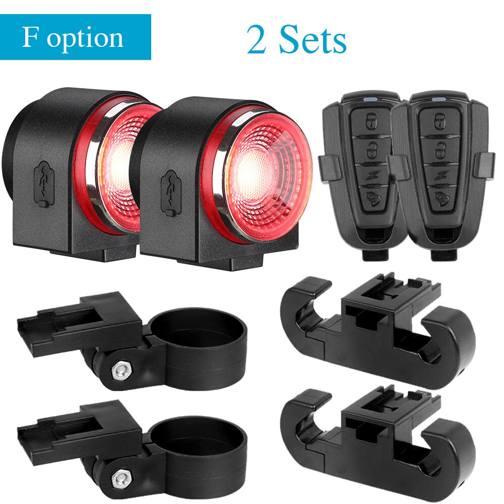 Awapow z zabezpieczeniem przeciw kradzieży rowerowy ogon alarm świetlny USB akumulator Super jasne światło rowerowe IP65 wodoodporne tylne światło doprowadziło lampa rowerowa: F