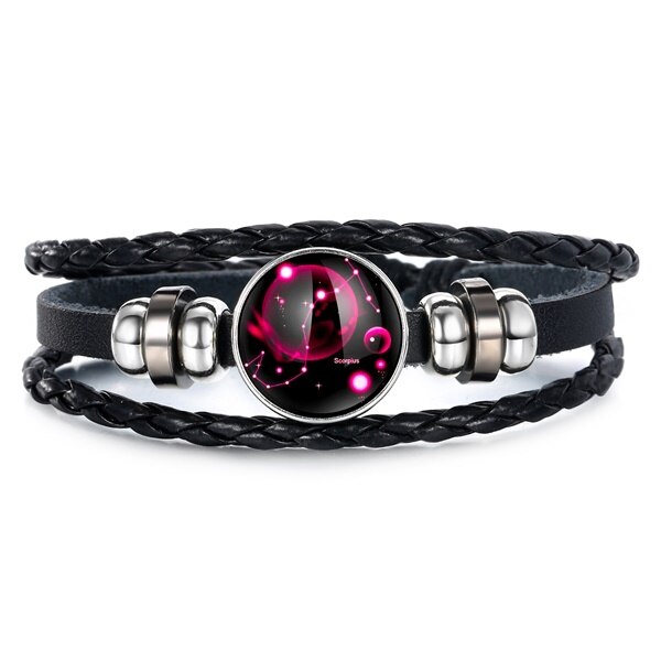 Ifmia 12 konstellationer læder stjernetegn med perler armbånd armbånd til mænd drenge smykker rejsetilbehør: 5