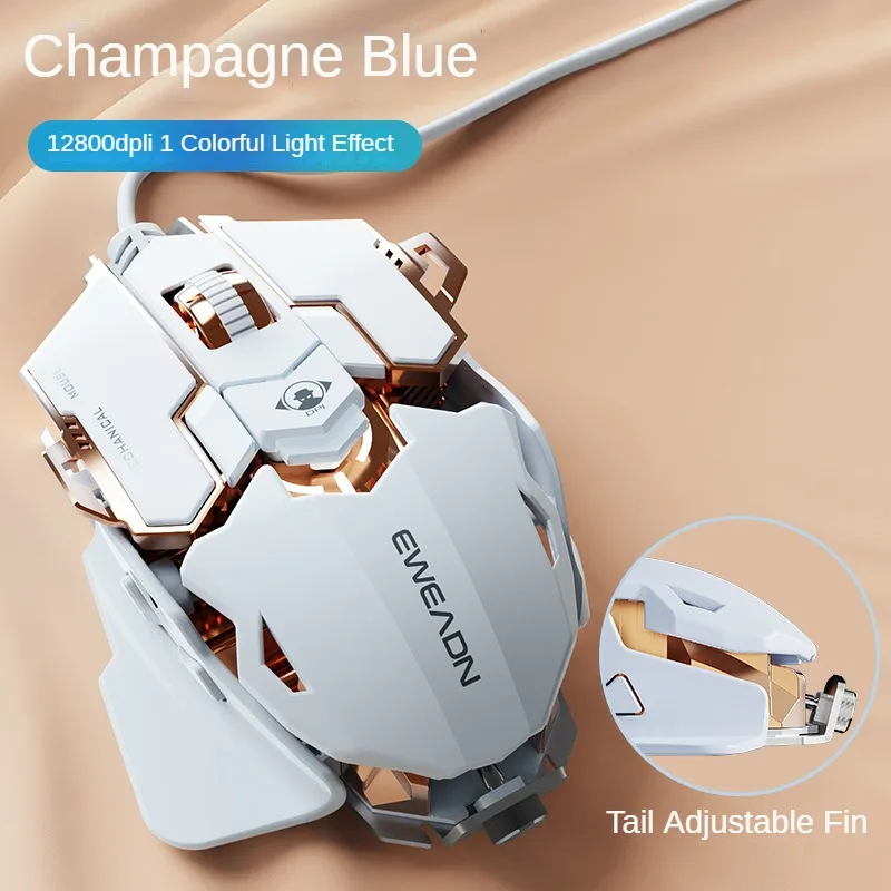 EWEADN Wired Mouse Mechanical Feel Ergonomic Full Key Macro Programming E-Sport Gaming Mouse PC Gamer Laptop Accessories: Red