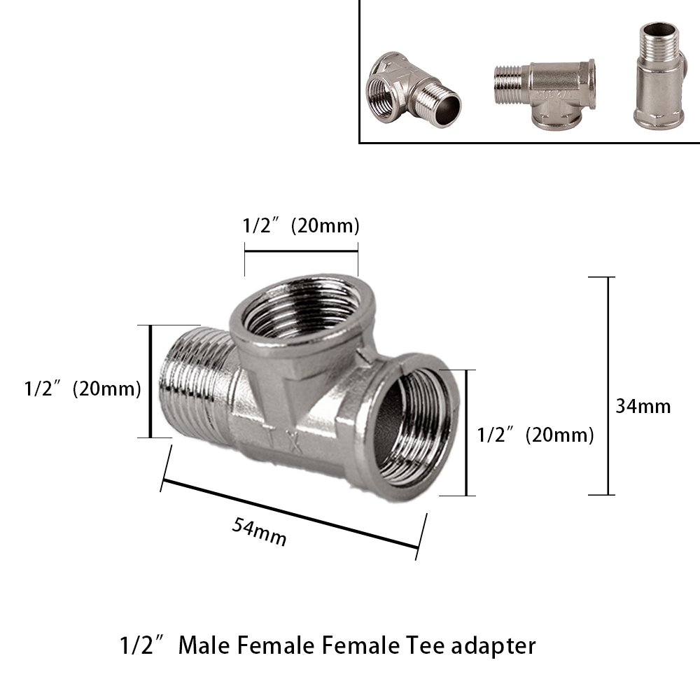 1/2 "3/4" BSP hilo macho hembra tipo T reductor de codo de acero inoxidable adaptador de junta a tope acoplador accesorios de plomería: Azul marino