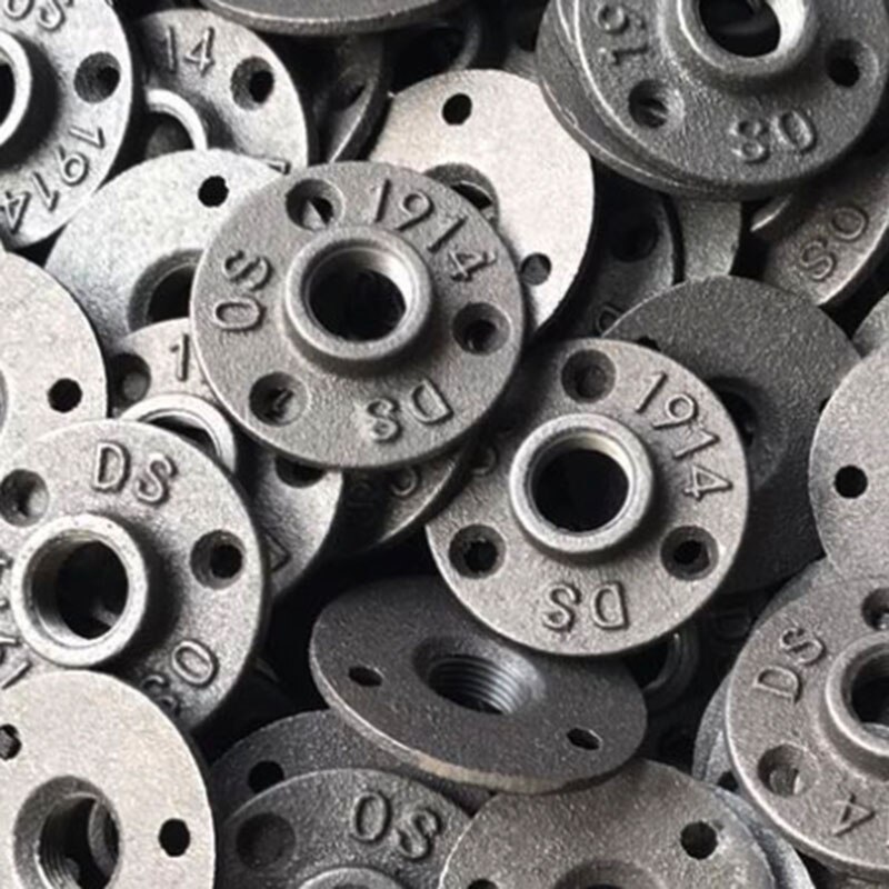 10Pcs/Lot Dn15 Bsp Thread Malleable Iron Pipe Fittings Wall Mount Floor Antique Retro Style Flange Hardware Tool Iron Casting Fl