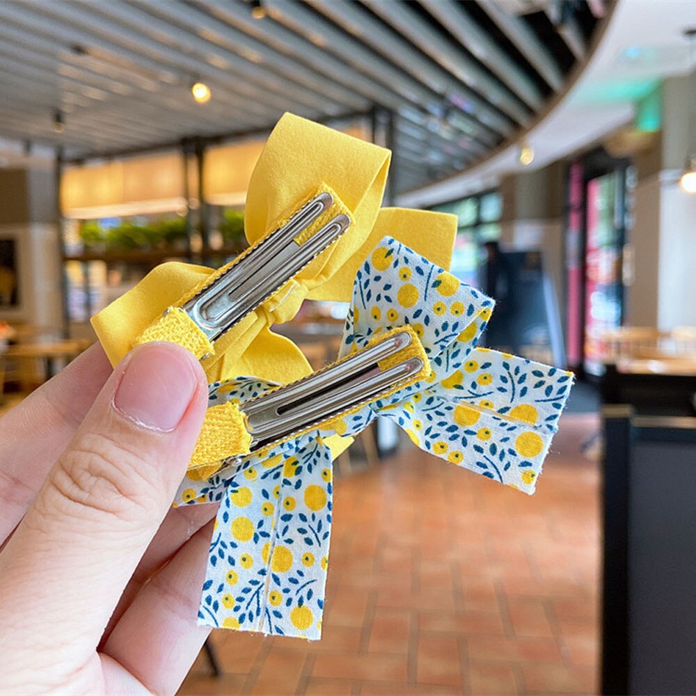 2 unids/set bebé verano pelo Clips chicas dulces y lindas Floral, pinzas para el pelo con lazo niños horquillas princesa tocado Accesorios