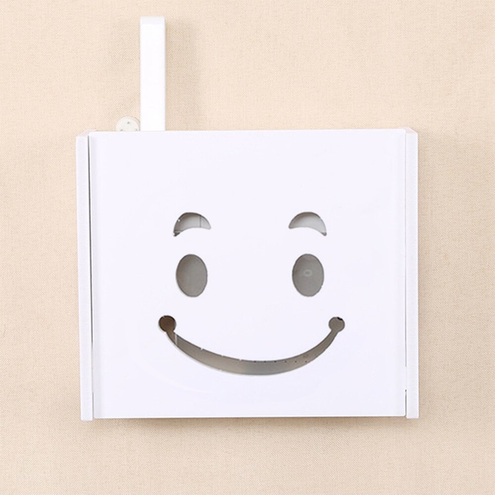 Wifi Router Storage Boxes Home Hanging Decor Cable Power Plug Wire Wall Mounted Shelf Storage Organizers: 24x20x8.5cm / smile