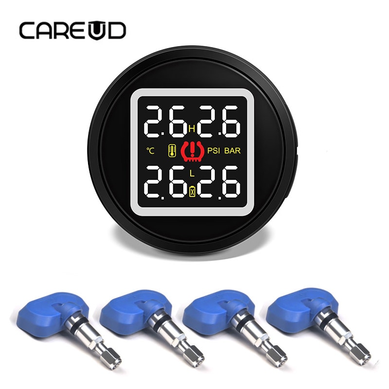 Careud  d580 bil tpms däcktryck och temperaturövervakningssystem med usb-uttag 4 interna sensorer