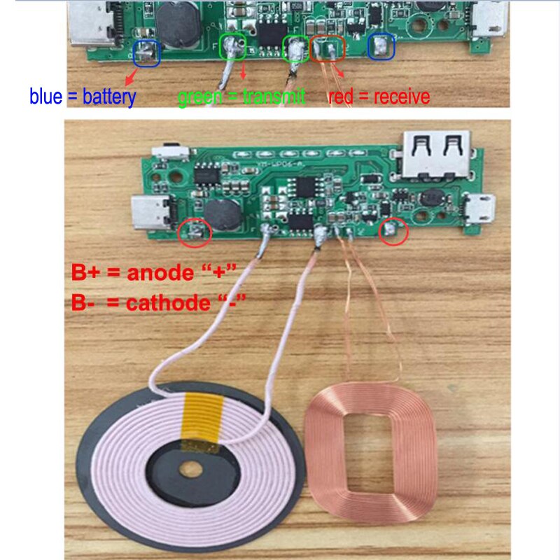 Diy power bank case shell 10000 mah portable powerbank battery case 2 in 1 qi wireless charger case battery følger ikke med
