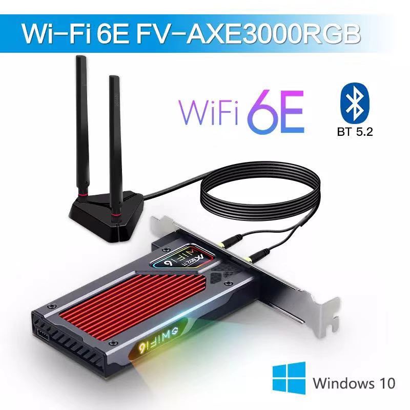Fenvi Wifi 6e Intel AX210 PCIe Wireless Adapter Bluetooth 5.2 AX210NGW Wi-Fi Network Card 2.4G/5G/6GHz RGB AX200 BT5.1 802.11ax