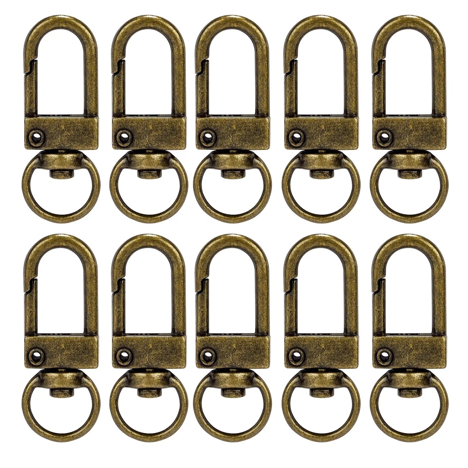 10pcs Carabiner Metal Lobster Clasp Hooks Gold Silver DIY Bag Luggage Accessories DIY Jewelry Finding Making Supplies Keychain: Bronze