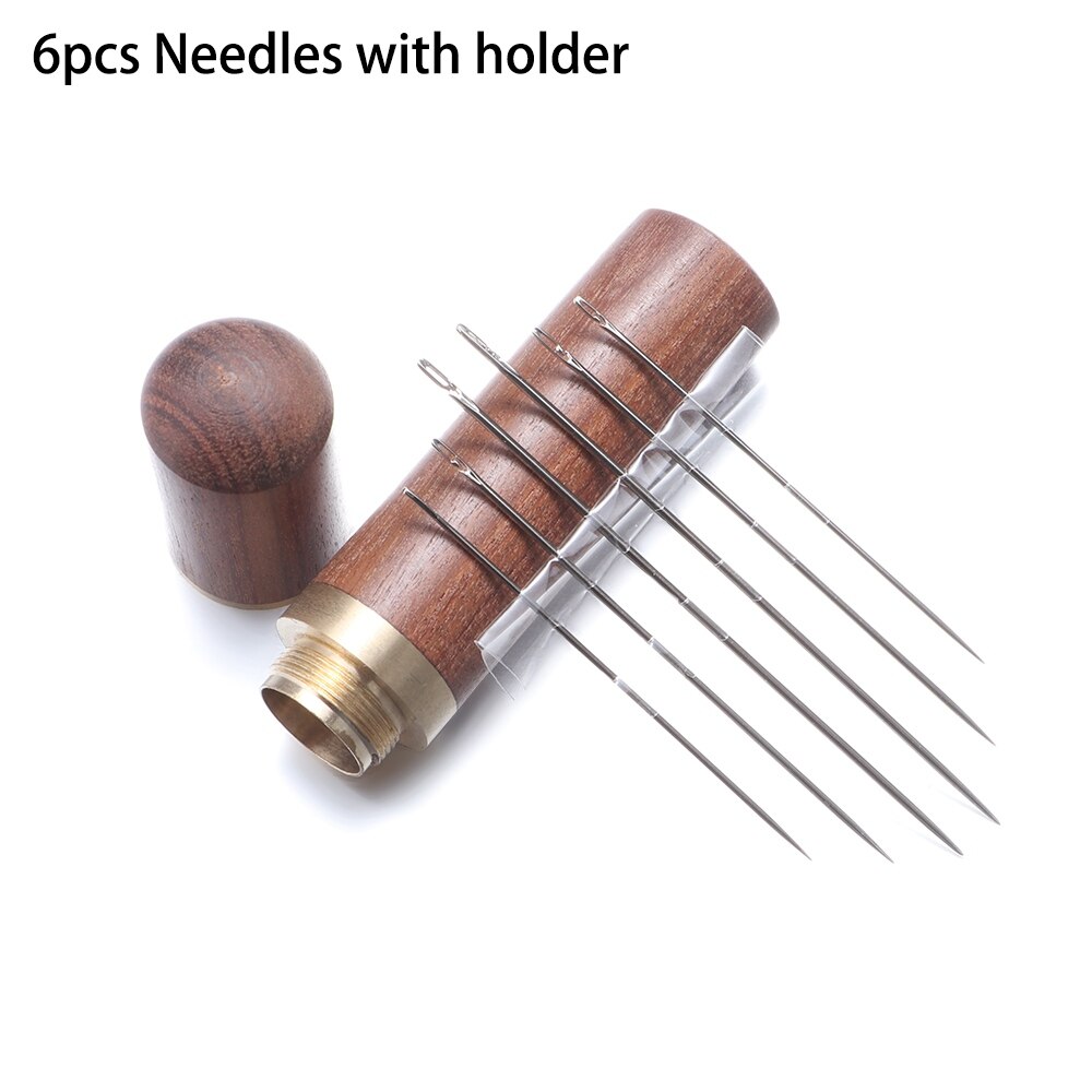 Selvtappende nåler med holder, selvtrådende sideåpning, sømmering, sett, diy blind person, broderi, håndverktøy: 6 stk med holder