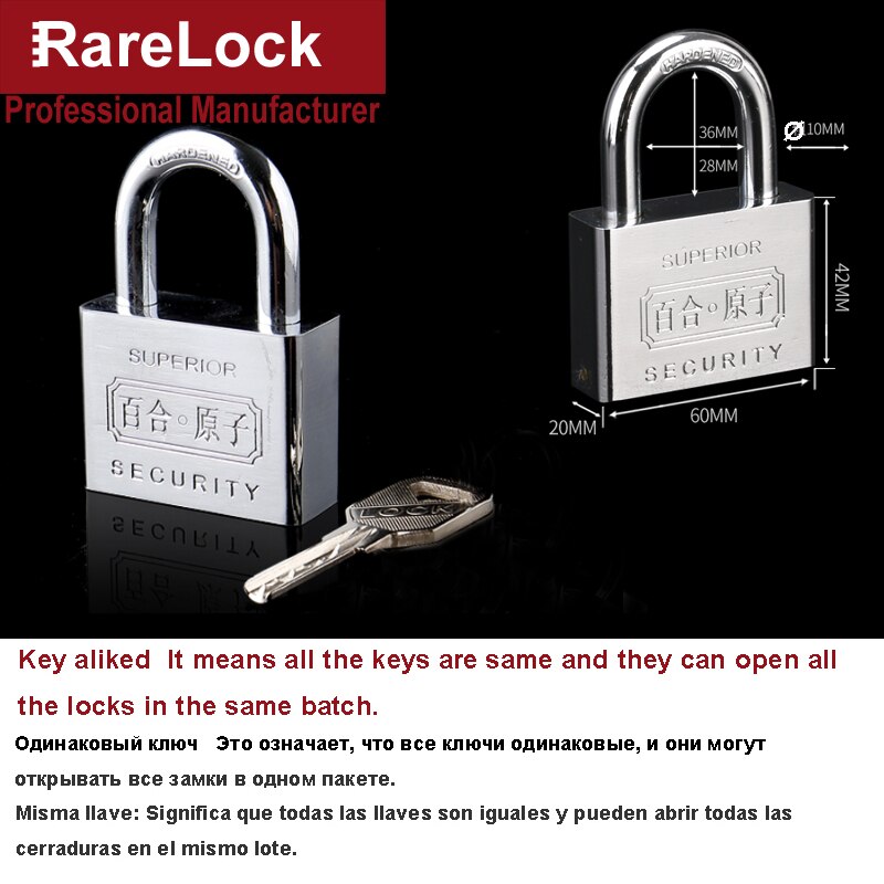Spezielle Schlüssel Vorhängeschloss 50-60mm für Tor Tür Schrank Luft Kasten Schule FITNESSRAUM Schließfach Hardware- DIY Rarelock Frau462X ich: 60mm gleich Schlüssel