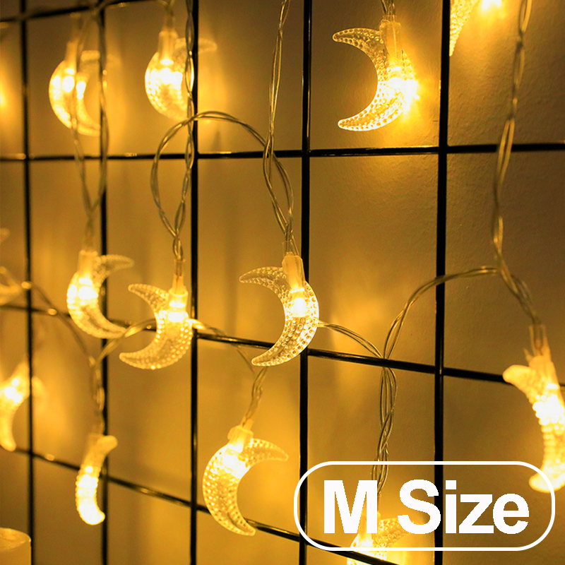 1-10M Led Lichterketten mond stern lampe Eid Mond Stern dekoration Hängen String licht leuchtende Sterne Mond ramadan hause dekoration: Rot / N