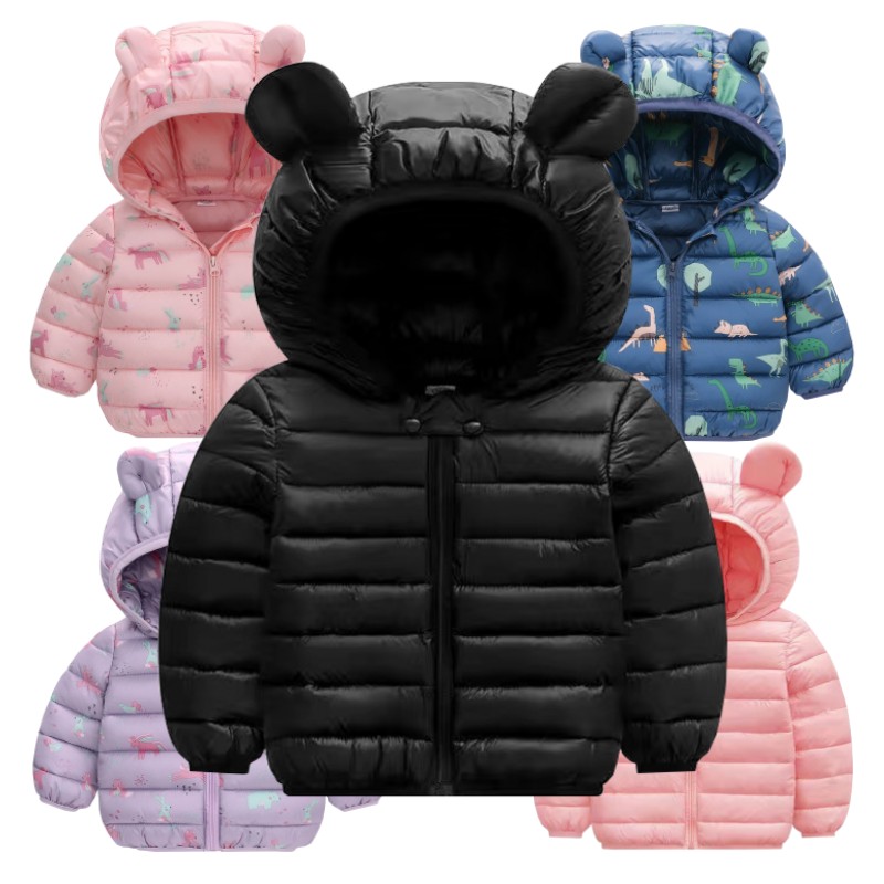 Jongens Meisjes Lichtgewicht Donsjack Baby Capuchon Rits Jassen Herfst Winter Warme Bovenkleding 0-5 Jaar Kinderen Kerst