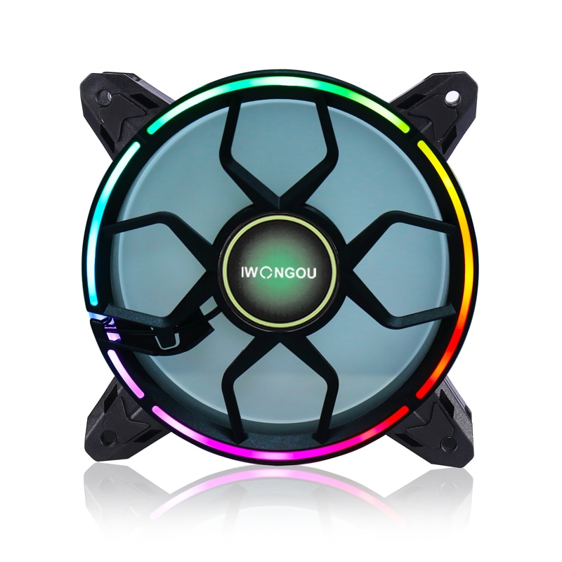 IWONGOU – ventilateur de PC RGB 120mm Aura Sync, vitesse réglable, Kit LED 12cm, 6 en 1, boîtier d&#39;ordinateur, contrôleur de refroidissement