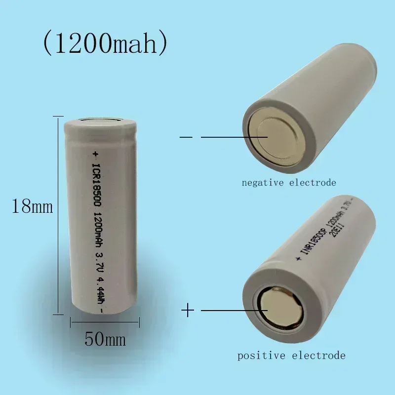 18500 rechargeable lithium-ion battery 3.7V 1200mAh, suitable for strong light flashlight anti light special lithium battery