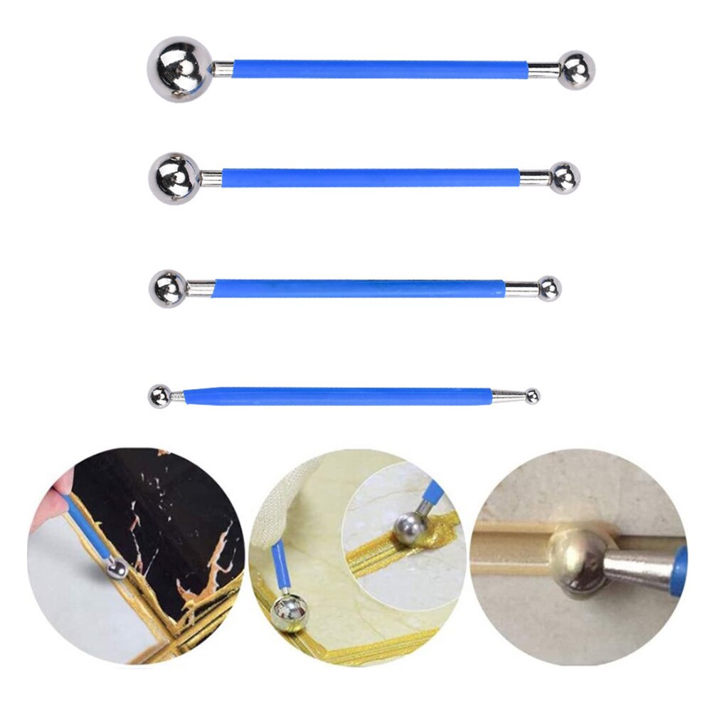 4pcs Floor Tile Grout Construction Tools Double Steel Pressed Ball Ceramic Floor Grout Glue Gap Tool Repairing Stick