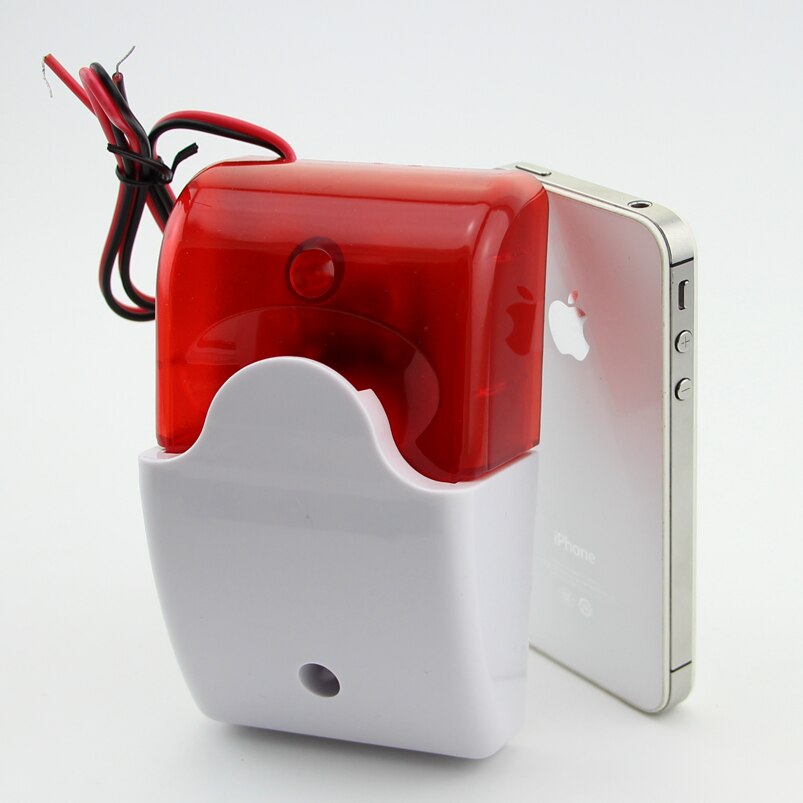 12V Mini Indoor Wired Siren with Red light Flash Sound Home Security Alarm Strobe System 110dB