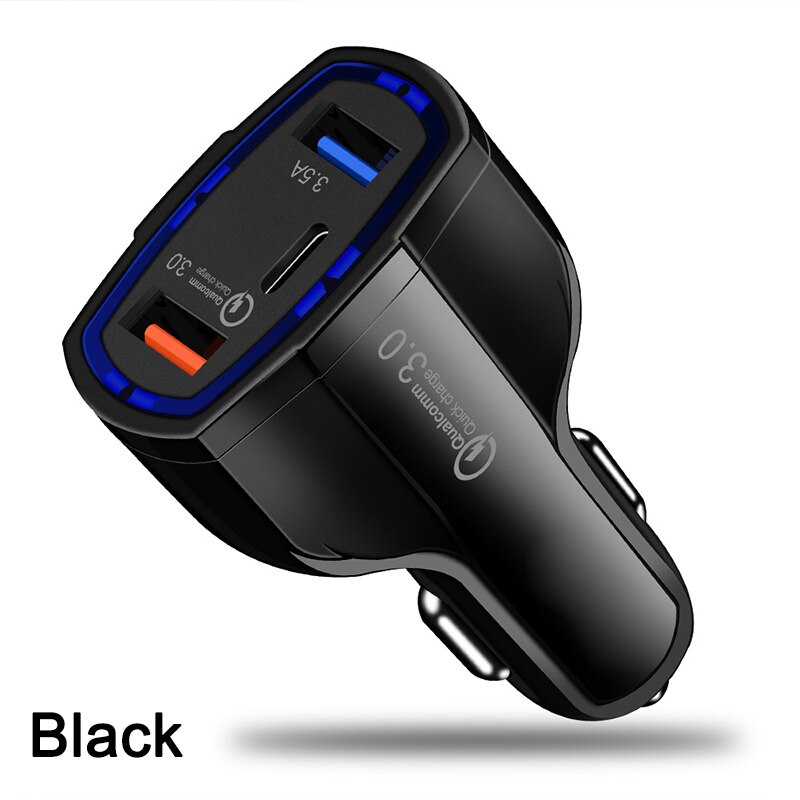 Auto Ladegerät QC 3,0 Schnell Ladung USB Ladegerät Typ C praktisch 2 Hafen Clever Universal- Ladegerät Adapter für Samsung xiaomi iphone: Schwarz