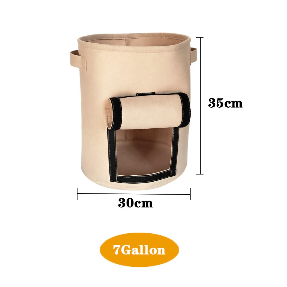 4 7 10 Gallon Garden Plant Grow Bags gardening biodegradable Nonwoven Cloth Pot Gardening Bag Vegetable,Potato Planting Grow Bag: 7 Gallon Brown