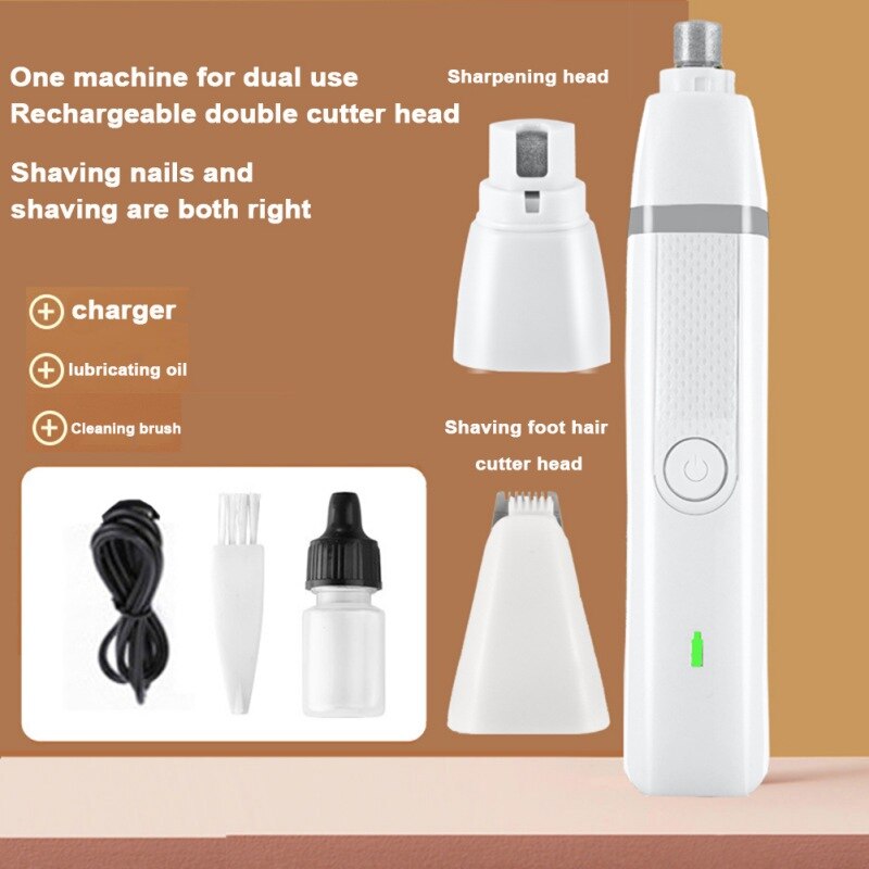 2in1 Pet Grooming Machine Hond Kat Tondeuse Usb Oplaadbare Clippers Nail Slijpen Haar Trimmer Voet Haar