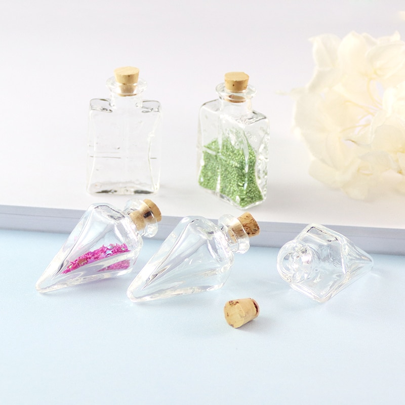 2PCS Klarglas flasche mit kork Kegel flasche anhänger Schnaps Flasche mit kork Glasflasche anhänger