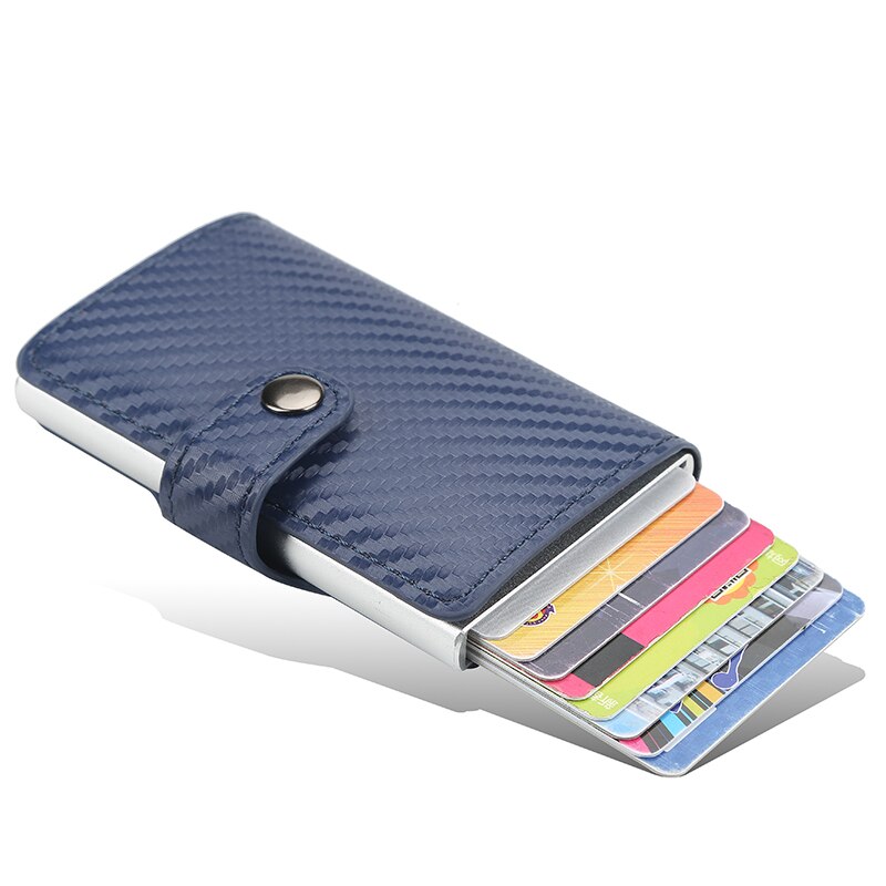 Credit Kaarthouder Hasp Smart Id Card Case Metal Rfid Aluminium Doos Slanke Mannen En Vrouwen Id Houder Pu lederen