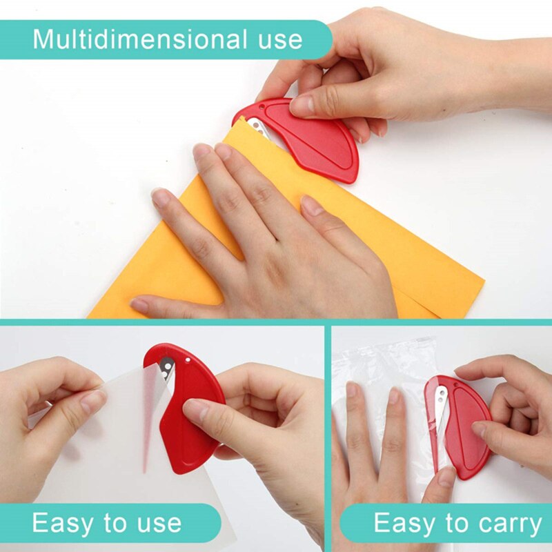 1pcs Plastic Letter Opener Mini Sharp Letter Mail Envelope Opener Safety Papers Guarded Cutter Blade Office Equipment