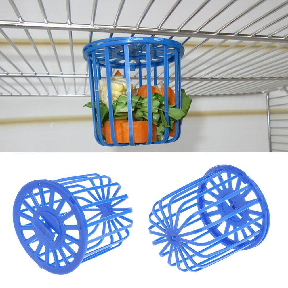Parrot bird feeder fruit cage vegetable holder cage accessories bird basket container toys pet hanging blue supplies G7H2