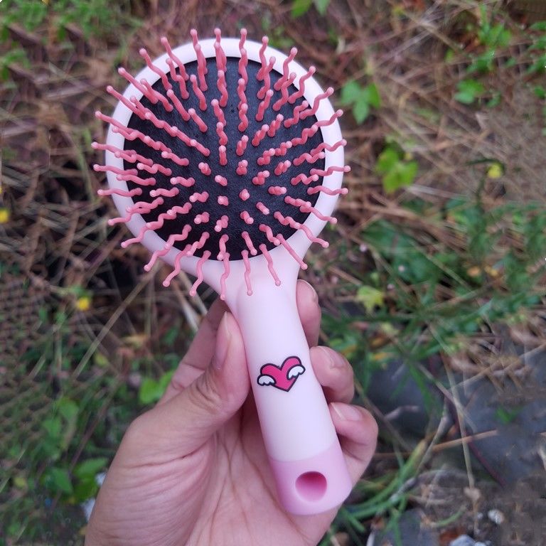 1Pcs Haar Kam Massage Haar Borstel Ronde 4 Kleuren Mini Airbag Kam Met Spiegel Reizen Haarborstel Make Kam Haar accessoires: pink Love