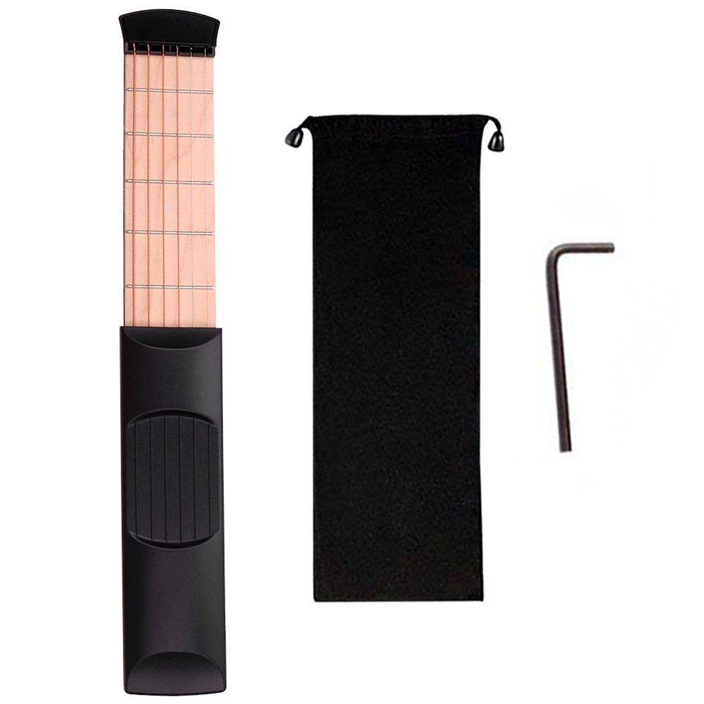 Portable Pocket Guitar Practice Neck Tool with 6 Strings and 6 Frets Ideal for Beginners Enhancing Chord Skills Anytime Anywhere: black