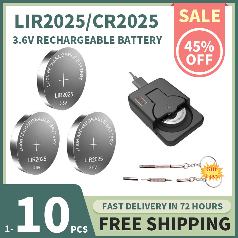 LIR2025 3.6V Rechargeable Battery 1-10PCS - Lithium Coin Cell for Car Key/Remote/Toy/Scale -Compatible CR2025 ML2025 Button Cell