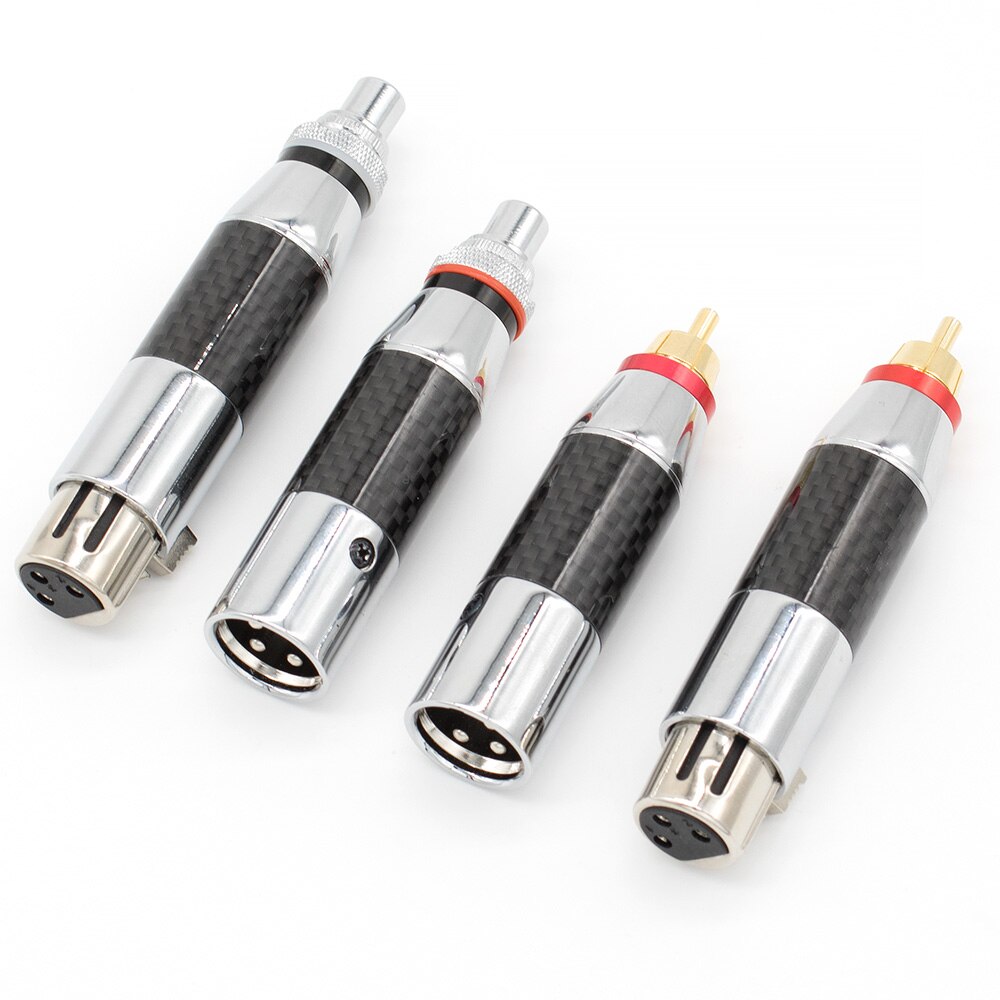 PURELINE-Adaptador de Audio Chapado en rodio, fibra de carbono de cobre, RCA hembra a XLR, conector Adaptador de Audio macho/hembra, 2/4 Uds.,