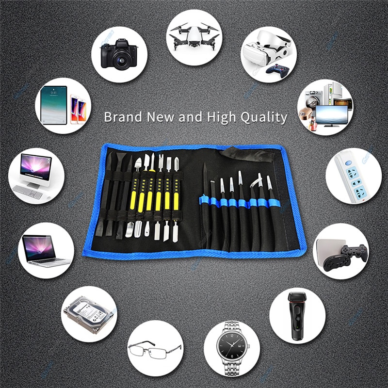 Kit d'outils de réparation de téléphone portable 18 en 1, double Spudger métallique ESD pincettes ouverture écran LCD outils de démontage pour téléphone portable SMD