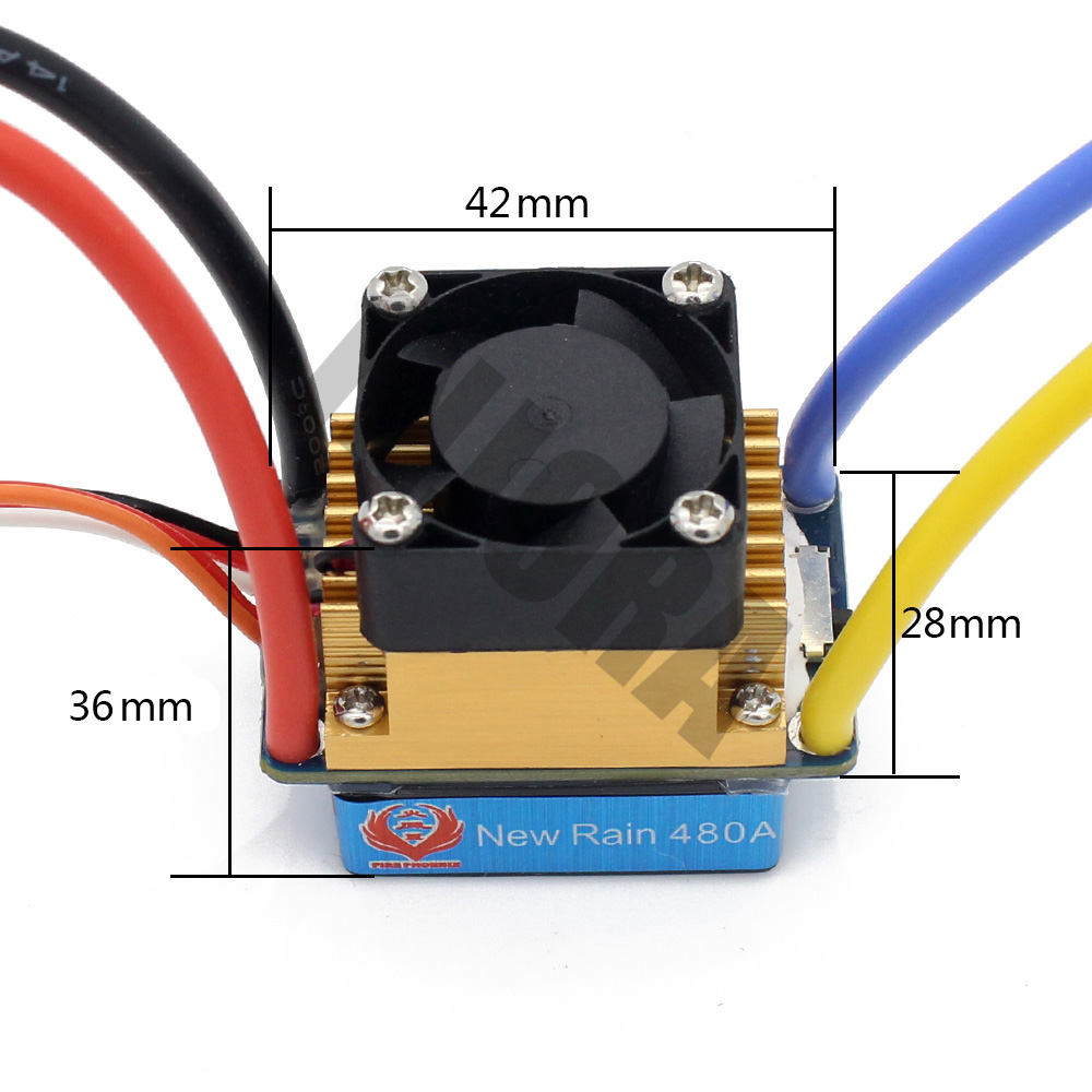 480A Waterproof Brushed ESC Speed Controller with 5V/3A BEC for 1/10 RC Car Crawler Axial SCX10 Pro Capra Redcat Gen8 Tamiya HSP