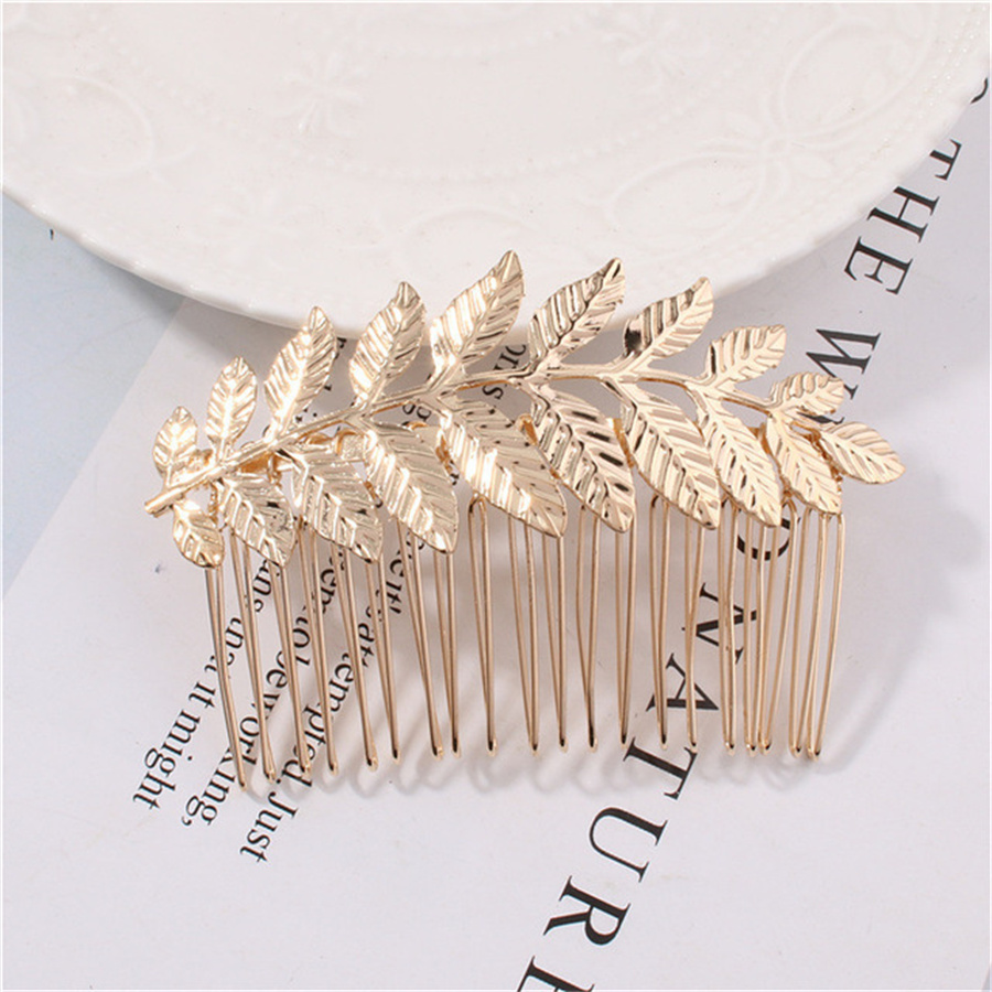 Korean Hair Side Combs French Hair Comb Straight Teeth Hair Clip Comb Twist Hair Comb Bridal Wedding Veil Comb Hair Accessories: Gold