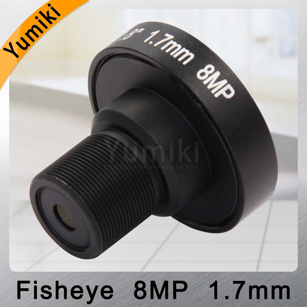 Yumiki Fisheye 8MP 1.7mm IR CCTV Camera Lens HD 8.0Megapixel F2.0 1/1.8" Image Format M12 Mount Wide Viewing Angle 185Degree