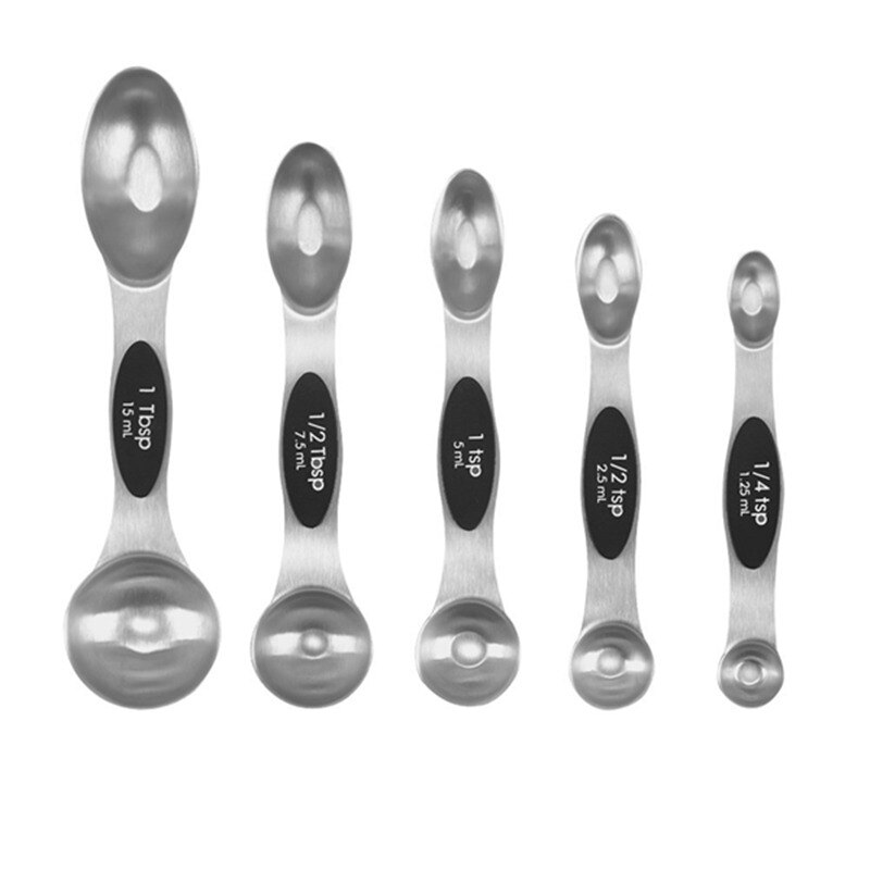 Magnetic Measuring Spoons Stainless Steel Measuring Spoons Set of 5 for Measuring Dry and Liquid Ingredients on Cooking and Baki: Default Title