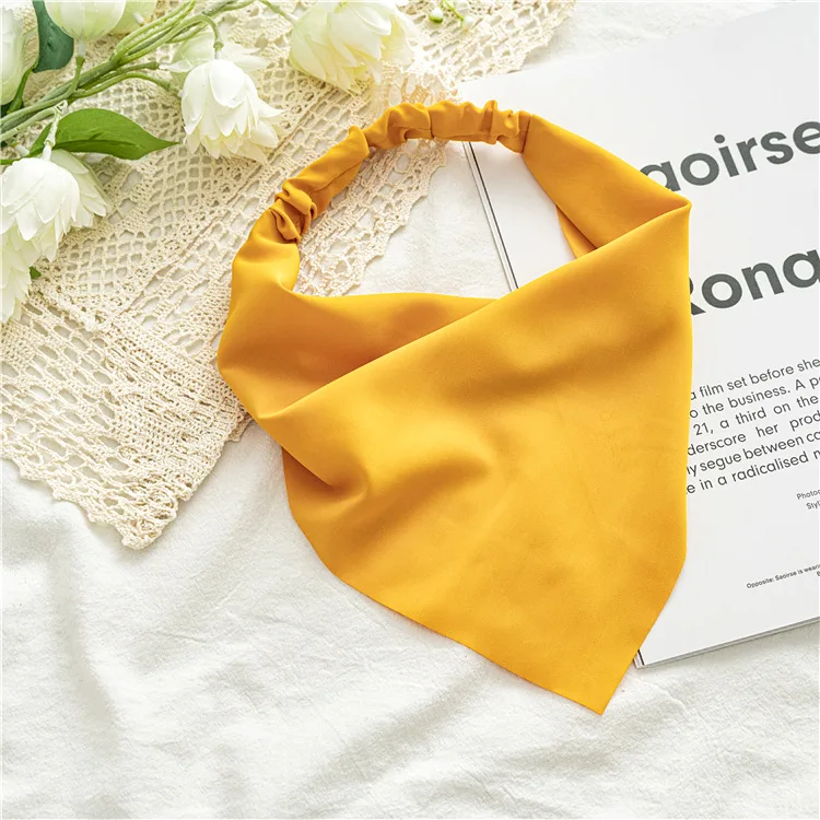 Vrouw Meisjes Effen Zomer Hoofddoek Chiffon Driehoek Bandana Vrouwen Elastische Haarband Haaraccessoires Hoofddeksels Ornamenten: GINGER
