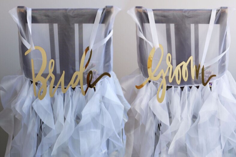 Spiegel Gold Braut und Bräutigam Hochzeit Stuhl Zeichen Hängen Zeichen für Gold Thema Hochzeit Dekoration Acryl