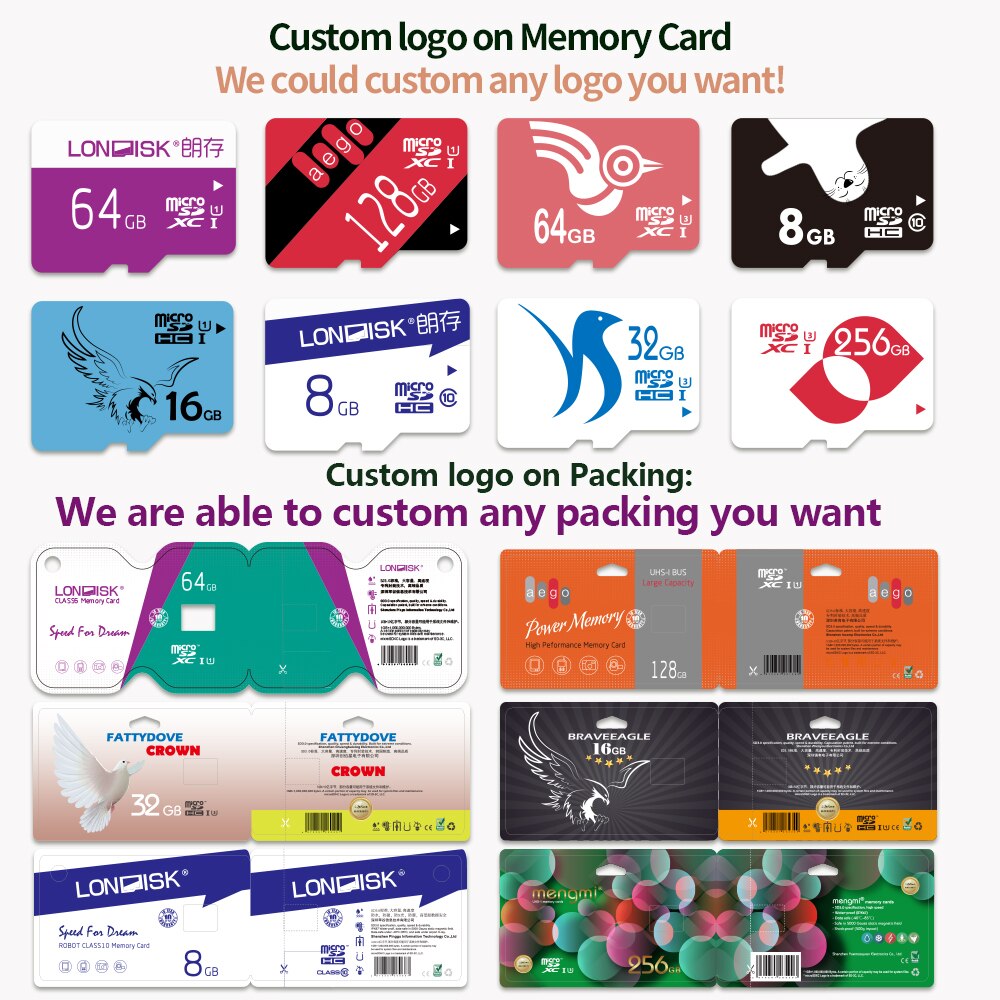 neue hohe leistung C6/C10/U1/U3 microSD-speicher karte 2GB/4GB/8GB/16GB/32GB/64GB (allgemeine druck)