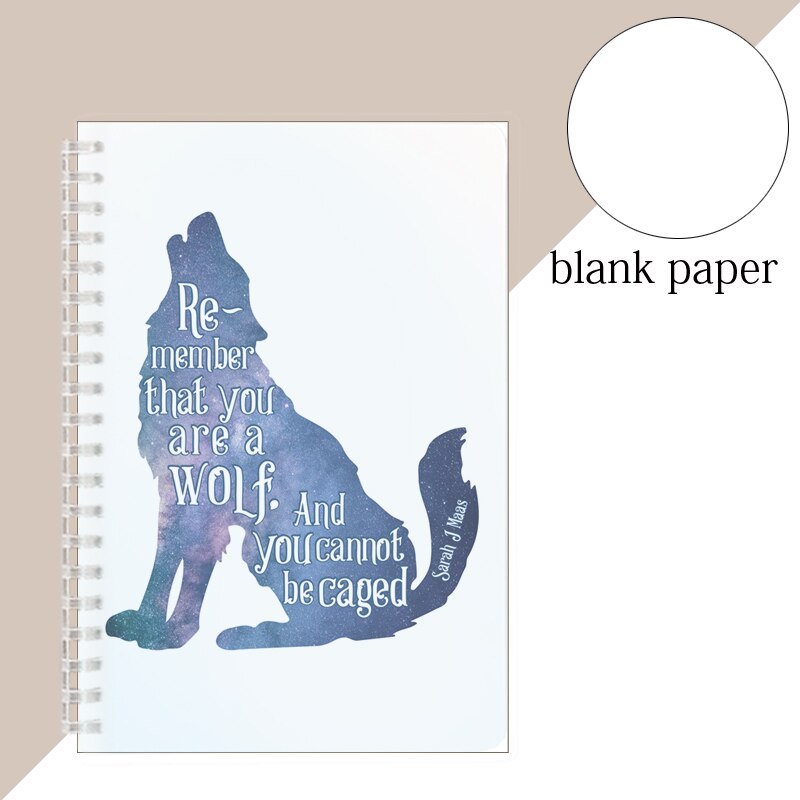 Sarah J. Maas A5 Notebook Spiral Binder Coil Note Diary Wolf Elk Rune Inspirational Motivational Quotes Carnet Travel Journal: 2