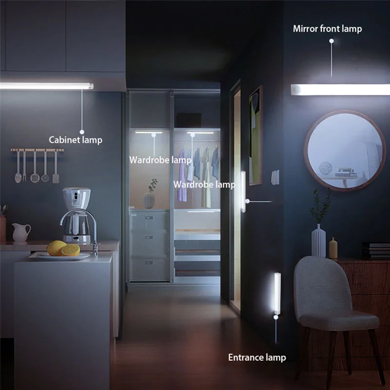 LED Night Lights Wireless Motion Sensor Wall Light USB Rechargeable Kitchen Cabinet Corridor Night Lamp For Bedroom